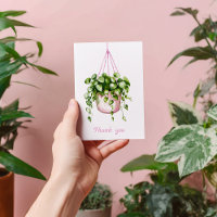 Pink Hanging Basket Greenery Watercolor Thank You