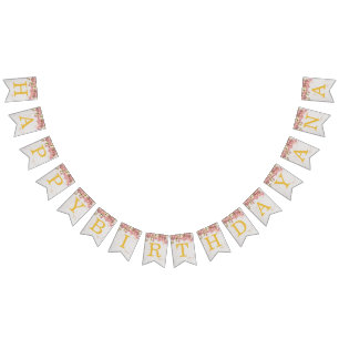 Pink Happy Birthday 3 Letter Name Orchids Girl Ana Bunting Flags