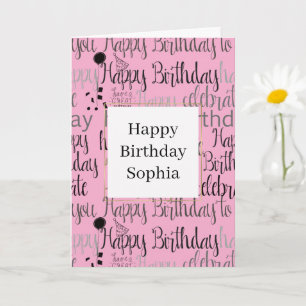Pink Happy Birthday Card