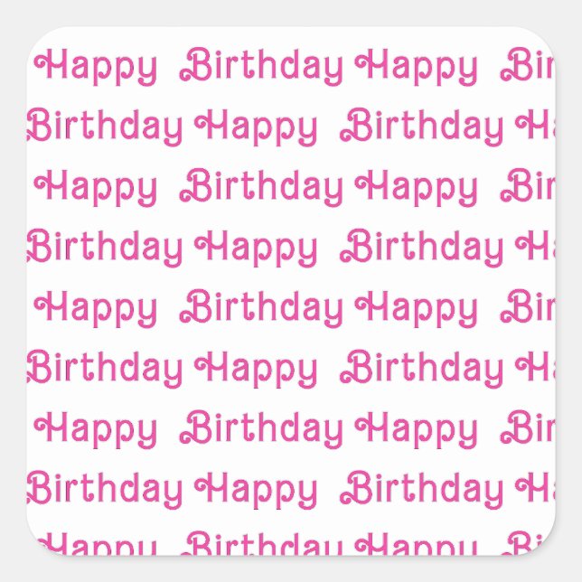 Pink Happy Birthday Party Plates Square Sticker (Front)