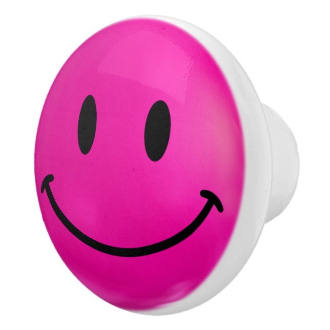 Pink Happy Ceramic Knob (Right)