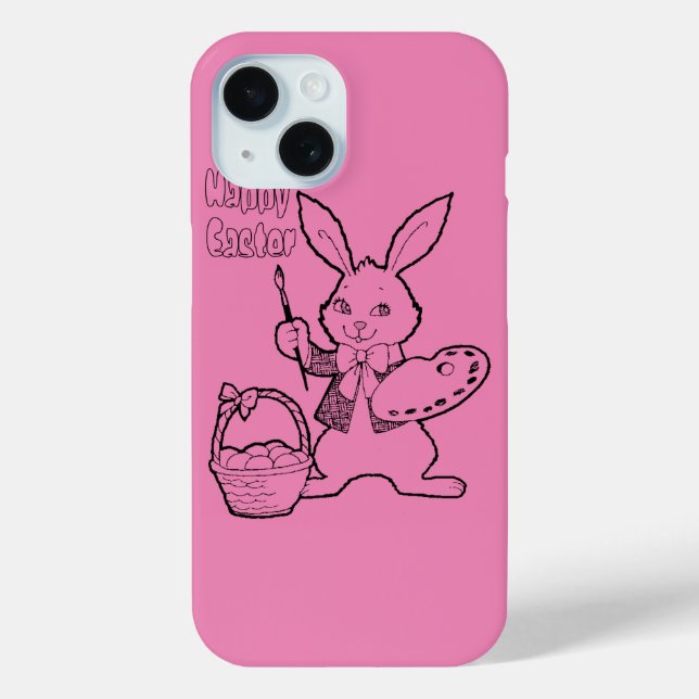 Pink Happy Easter Bunny Case-Mate iPhone Case (Back)