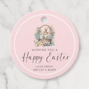 Pink Happy Easter Bunny Favour Tags
