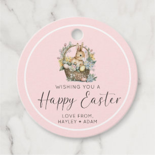 Pink Happy Easter Bunny Favour Tags