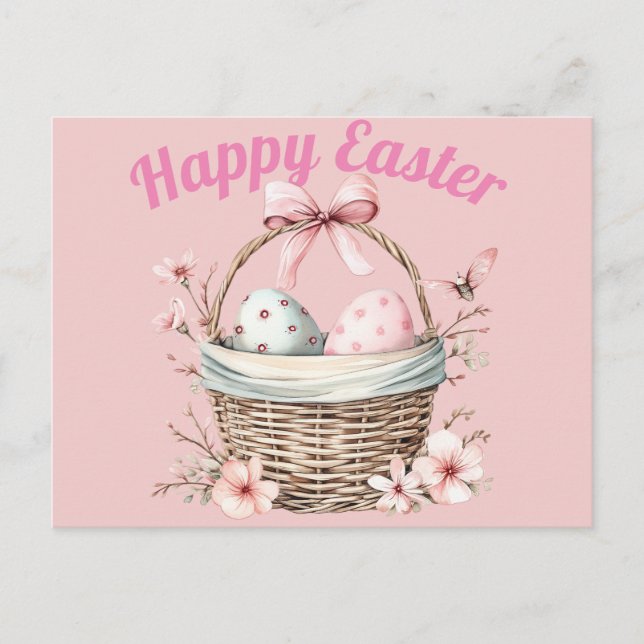 Pink Happy Easter  Postcard (Front)
