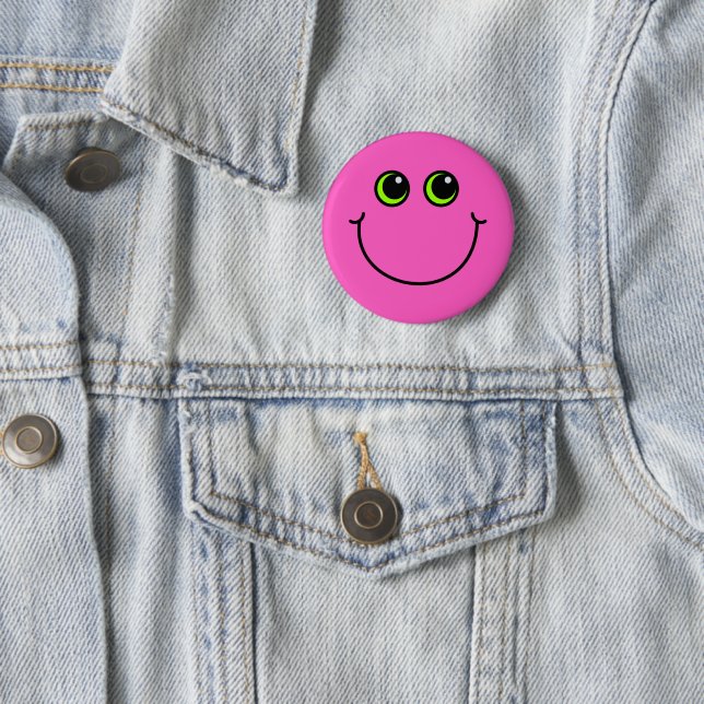 Pink Happy Emoji Face 2 Inch Round Button | Zazzle