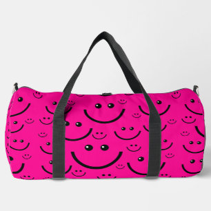 pink happy face pattern print  duffle bag