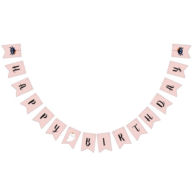 Pink Happy Halloween Birthday Bunting Flags (All)
