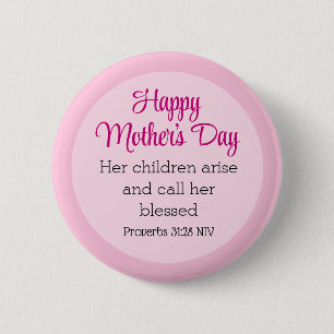 Pink Happy Mother's Day Bible Verse Simple 2 Inch Round Button