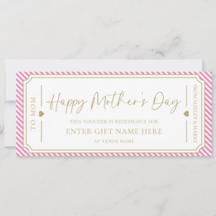 Pink Happy Mother's Day Gift Voucher Card