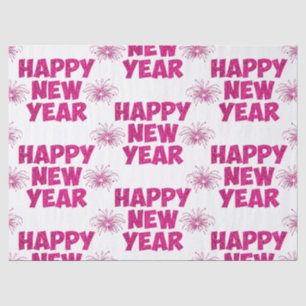 pink happy new year fireworks tissue paper