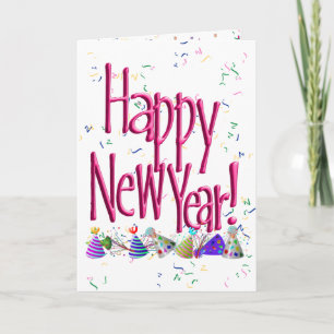 Pink HAPPY NEW YEAR! Holiday Card