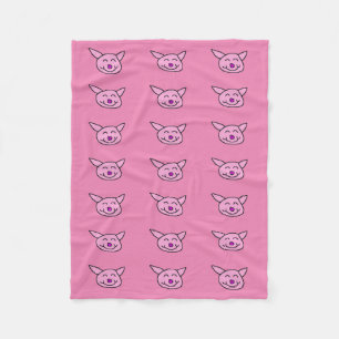 Pink Happy Pig Fleece Blanket