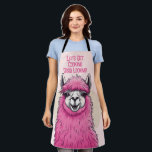 Pink Happy Smiling Lama Apron<br><div class="desc">Pink Happy Smiling Lama,  this design features a cute and adorable Pink Happy Smiling Lama surrounded by green palm trees and pink tropical flowers.</div>