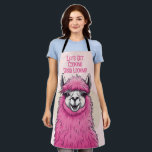 Pink Happy Smiling Lama Apron<br><div class="desc">Pink Happy Smiling Lama,  this design features a cute and adorable Pink Happy Smiling Lama surrounded by green palm trees and pink tropical flowers.</div>