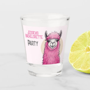 Pink Happy Smiling Lama Bachelorette Shot Glass