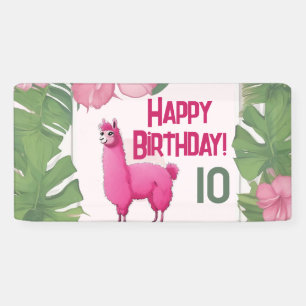Pink Happy Smiling Lama Banner