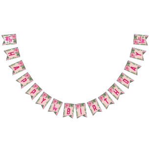 Pink Happy Smiling Lama Bunting Flags