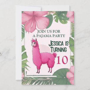 Pink Happy Smiling Pajama Lama Invitation