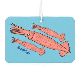 Pink happy squid cartoon illustration air freshener