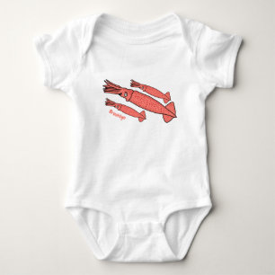 Pink happy squid cartoon illustration baby bodysuit
