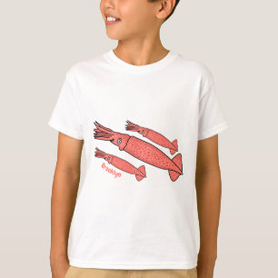 Pink happy squid cartoon illustration  T-Shirt