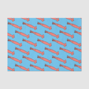 Pink happy squid cartoon illustration tissue paper