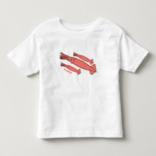 Pink happy squid cartoon illustration toddler t-shirt
