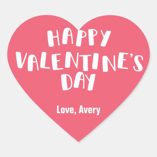 Pink Happy Valentine’s Day Heart Sticker (Front)