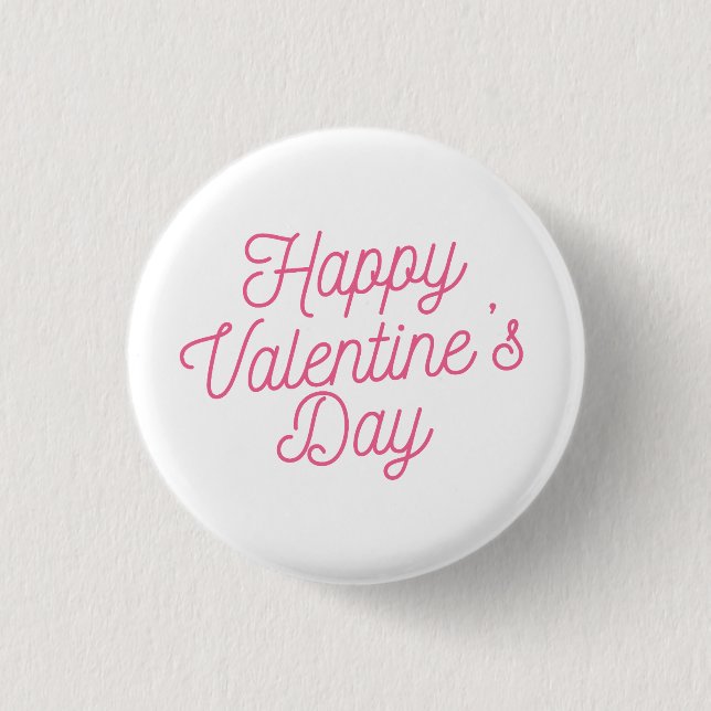 Pink Happy Valentine's Day | Pin Button (Front)