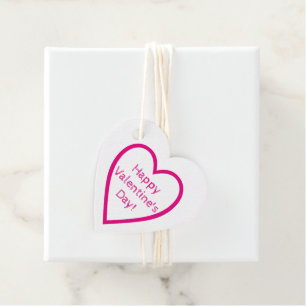 Pink Happy Valentine's Day Valentine Heart Favour Tags
