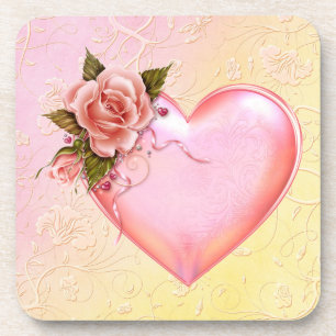 Pink Hard Plastic coasters/cork back - set of 6 Coaster