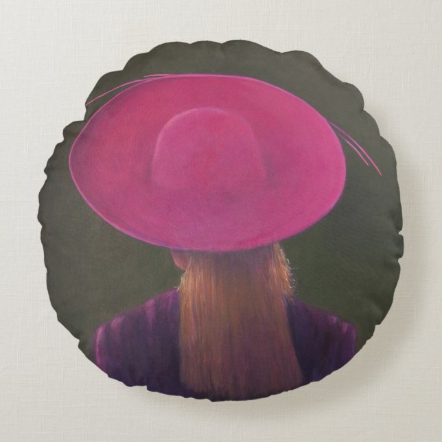 Pink Hat 2014 Round Pillow (Front)
