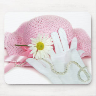 Pink Hat and White Gloves Mouse Pad