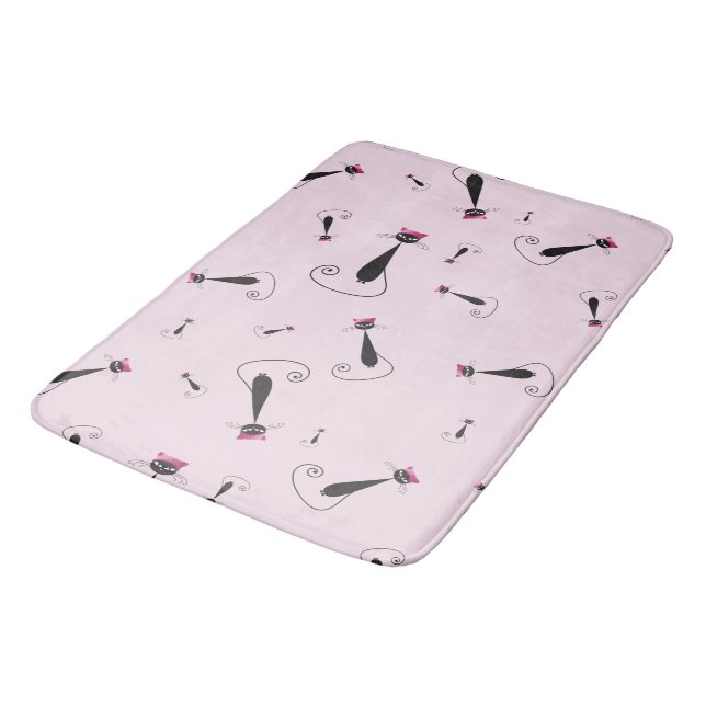 Pink Hat Kitty Cat Bath Mat (Angled)