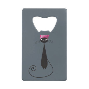 Pink Hat Kitty Cat Credit Card Bottle Opener