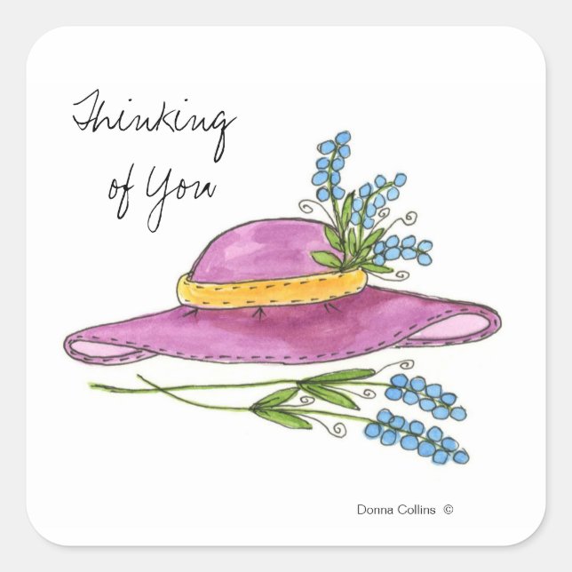 Pink Hat Thinking of You Sticker (Front)