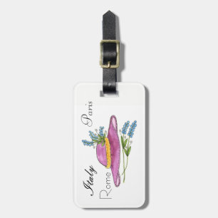 Pink Hat with Flowers Luggage Tag