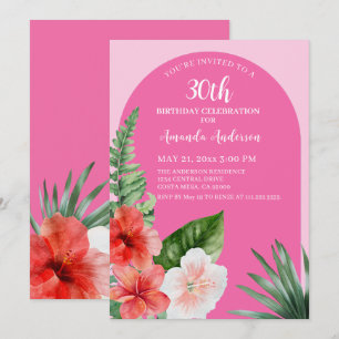 Pink Hawaiian 30th Birthday Invitation