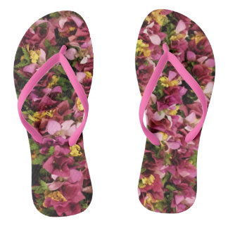 Pink Hawaiian Flower Leis Flip Flops