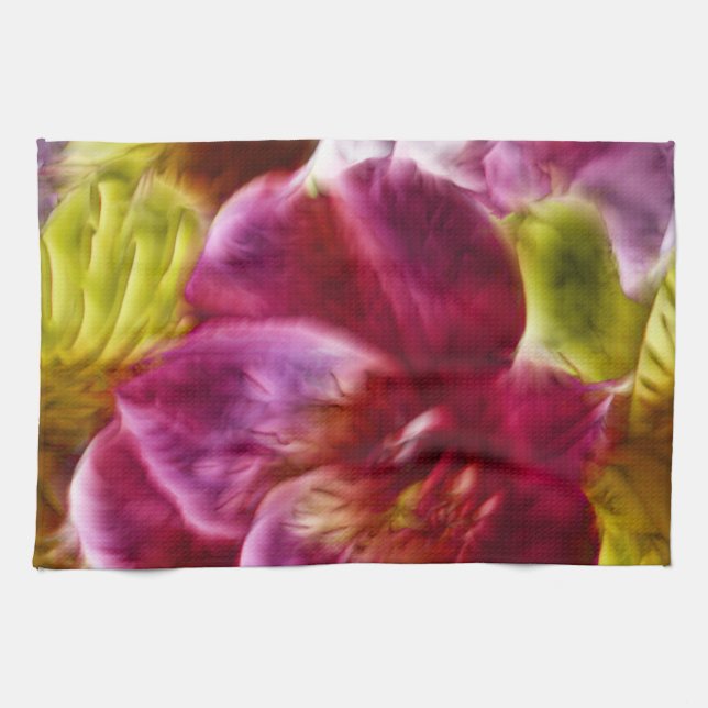 Pink Hawaiian Painted  Hibiscus Kitchen Towel (Horizontal)