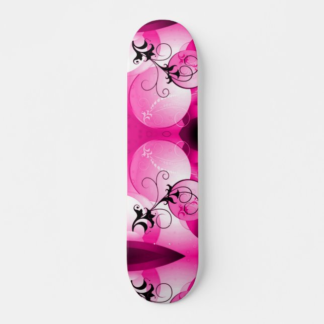 Pink Hawaiian Sunrise Cruiser Custom Pro Long Skateboard (Front)