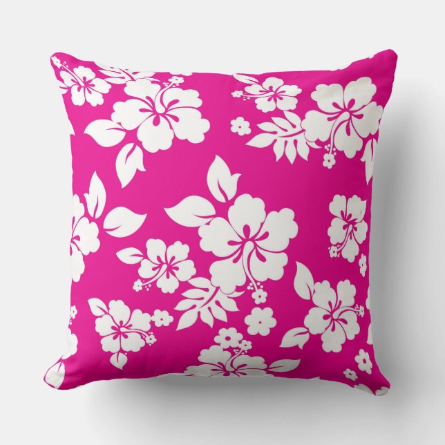 Pink Hawaiian Throw Pillow (Front)