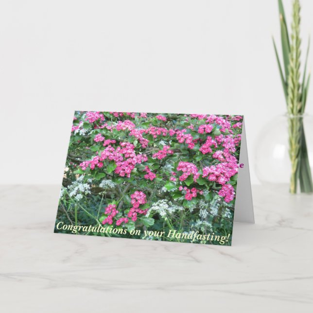 Pink Hawthorn Pagan Wedding Card (Front)