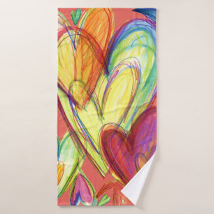 Pink Healing Hearts Art Towel
