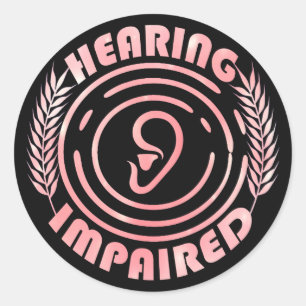 Pink - Hearing impaired Classic Round Sticker