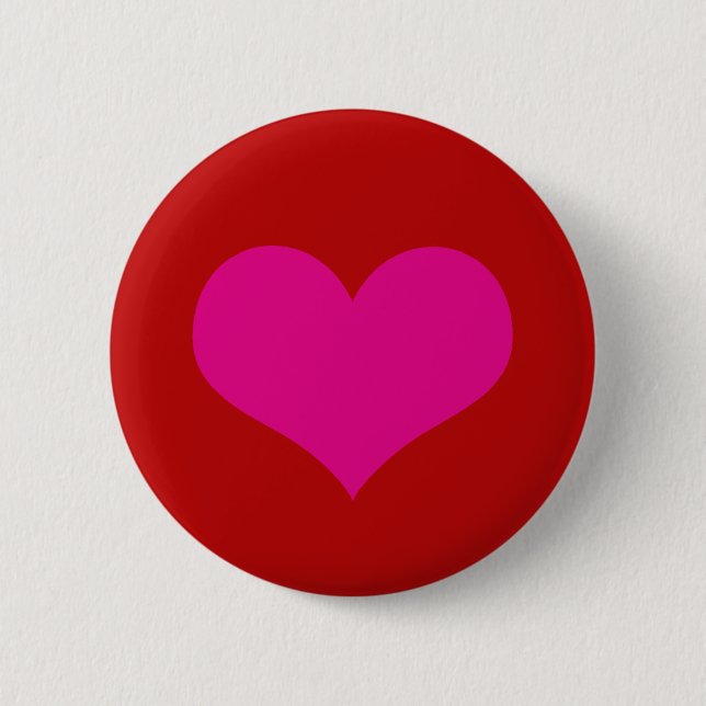 Pink Heart 2 Inch Round Button (Front)