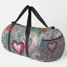 Pink Heart Abstract Duffle Bag