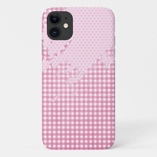 pink heart abstract on gingham Case-Mate iPhone case (Back)