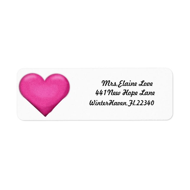 Pink Heart Adresse de retour Lables (Devant)